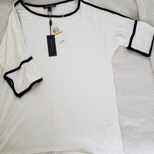 CABLE & GAUGE White/Black Trim Shirt - Size Small